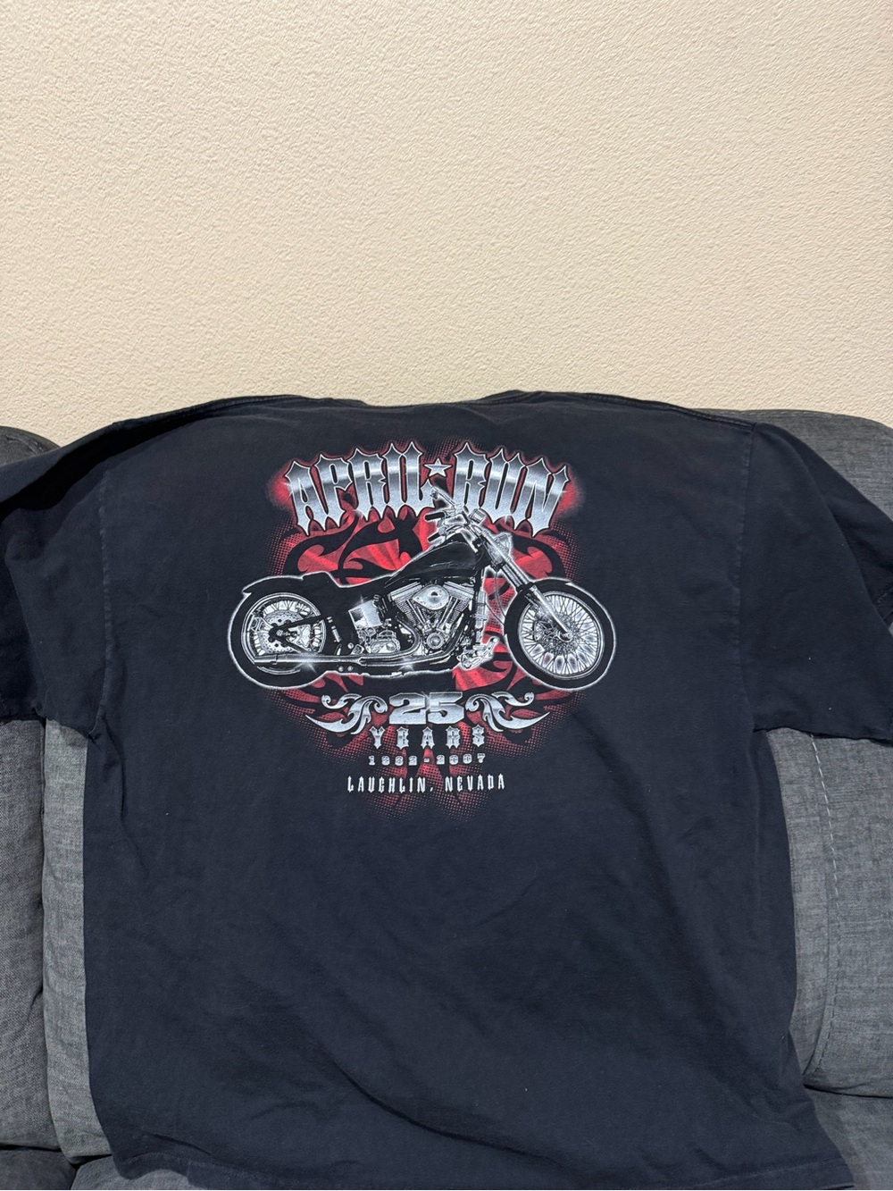 Black Graphic Motorcycle Tee - Laughlin Nevada